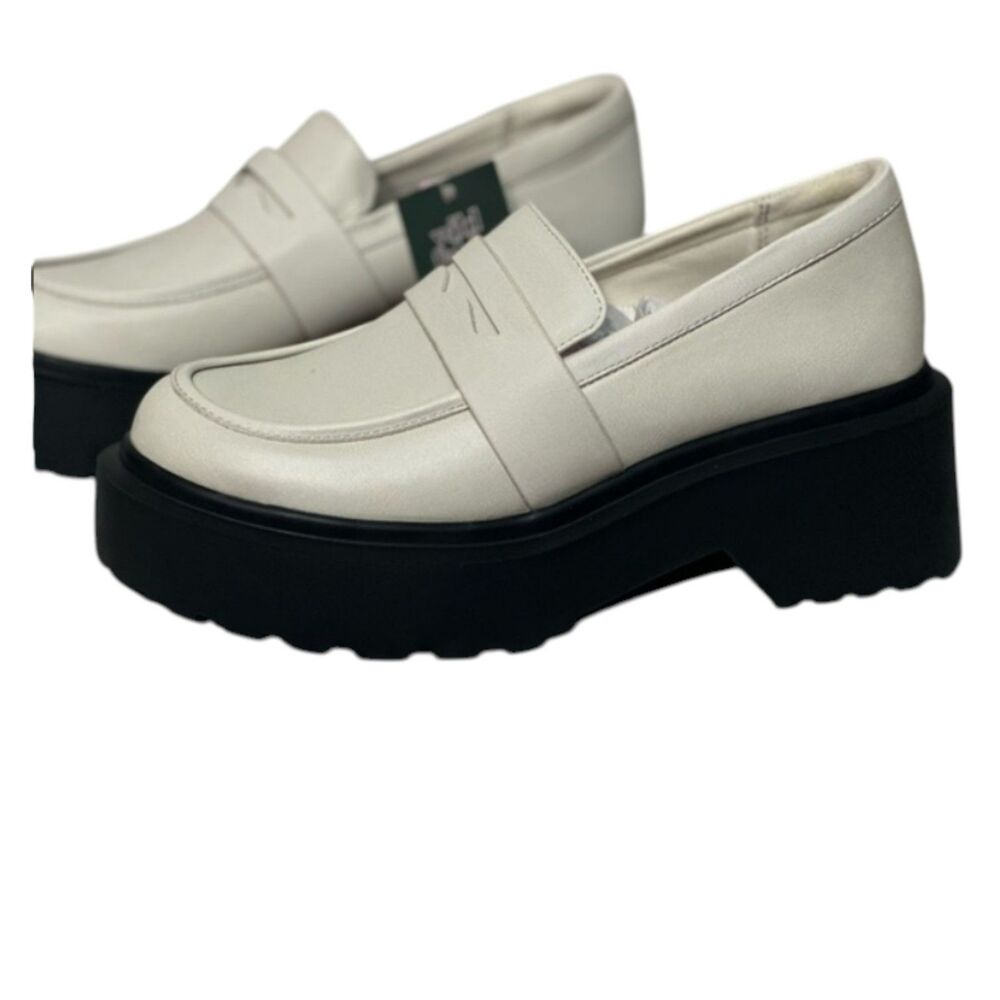 Wild Fable Chunky Platform Loafers White Black Lug Sole Shoes Size 11 - Picture 2 of 3